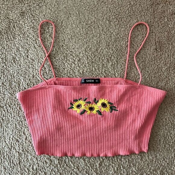 SHEIN Floral Embroidered Crop Cami Top Large - Picture 7 of 16